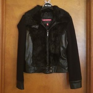 Black Faux Leather & Faux Fur Jacket
